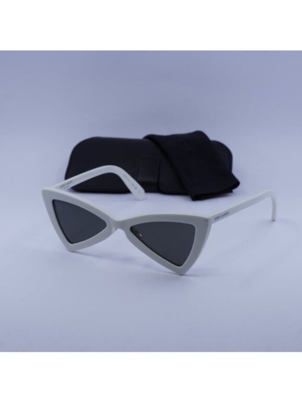 Saint Laurent SL207 JERRY 007 Sunglasses White Cat Eye Frame, Grey Lenses - Picture 10 of 10